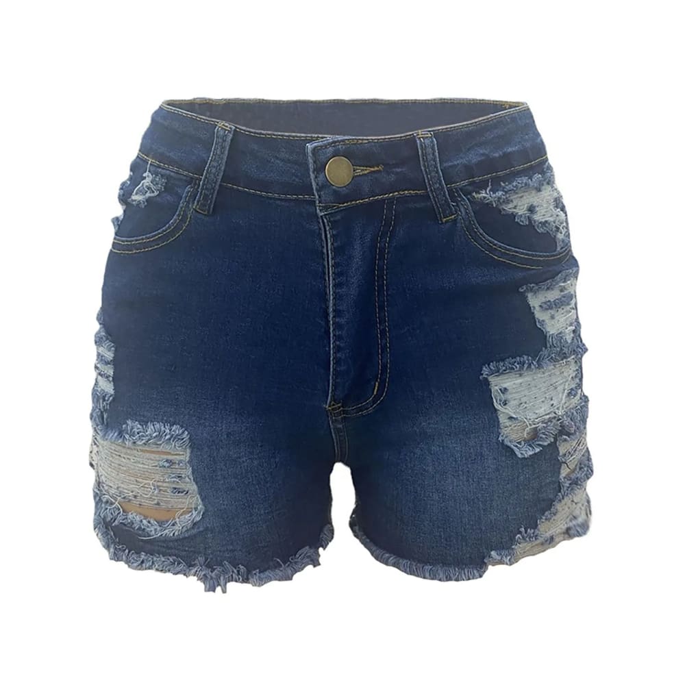 Woman Ripped Denim Shorts Sexy High Waist